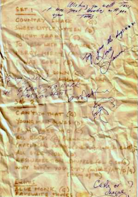 Setlist from Pizza on the Park Hopefully I will have the highlights from this gig in mp3s soon